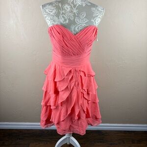 Allure Bridals Bridesmaid Party Prom Evening Dress Salmon Strapless size 10 1327